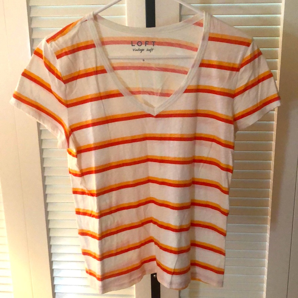 Size Small orange Red and White T Shirt from the Loft